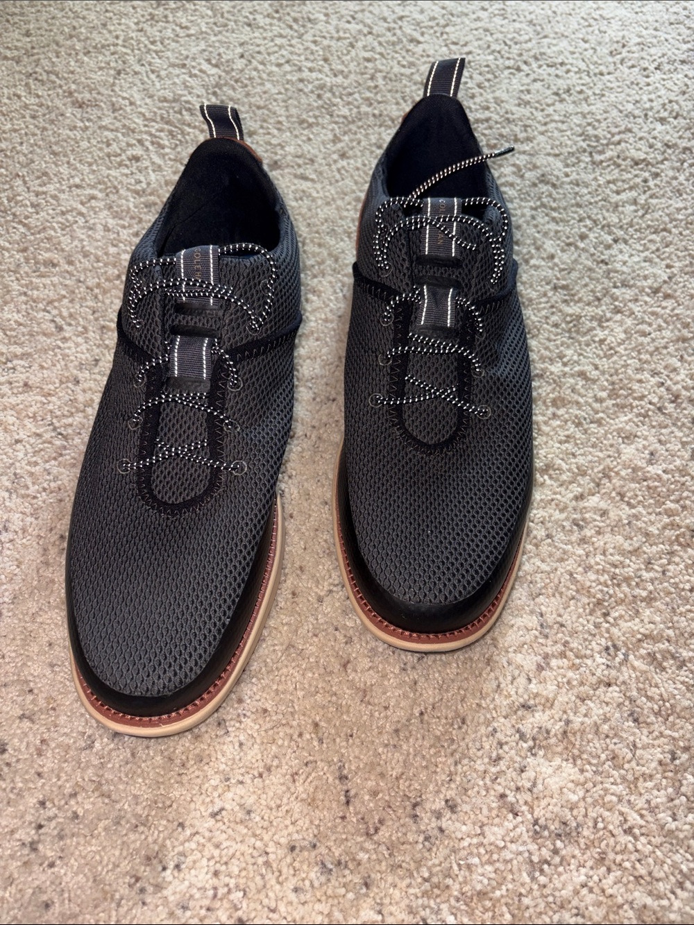Men's Mesh Lace-Up Shoes in Navy with brown accents